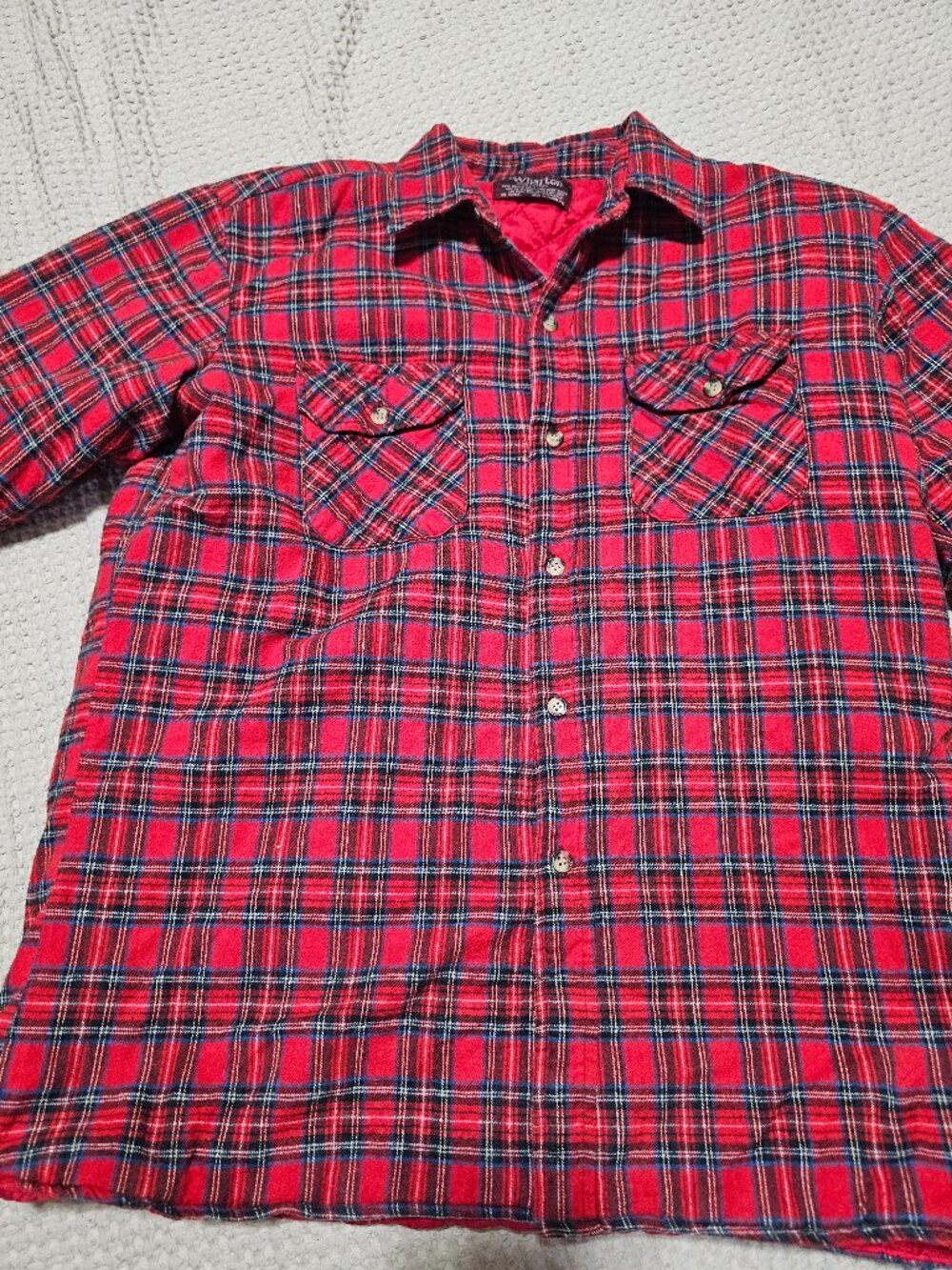 Vintage 80s Wharton Quilted Lined Flannel Shirt Jacket